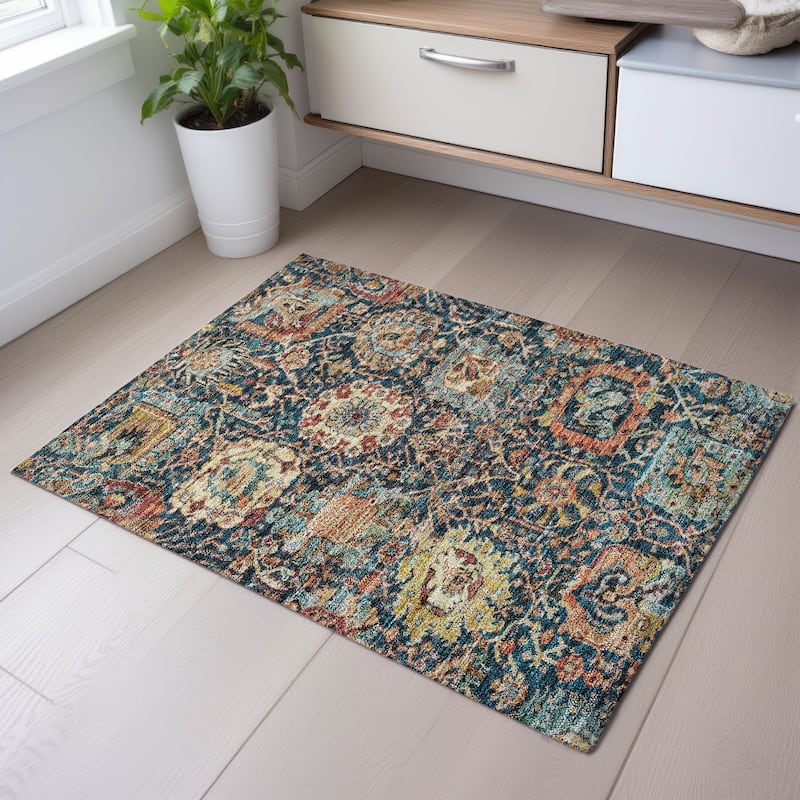 Premium Washable Super Soft Vintage Farmhouse Mayfield Rug - Navy - 1'8" x 2'6"