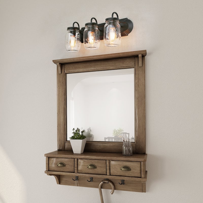 Farmhouse 3-Light Glass Bathroom Vanity Lights Wall Sconces - W19.25" * E7.5" * H8.5"
