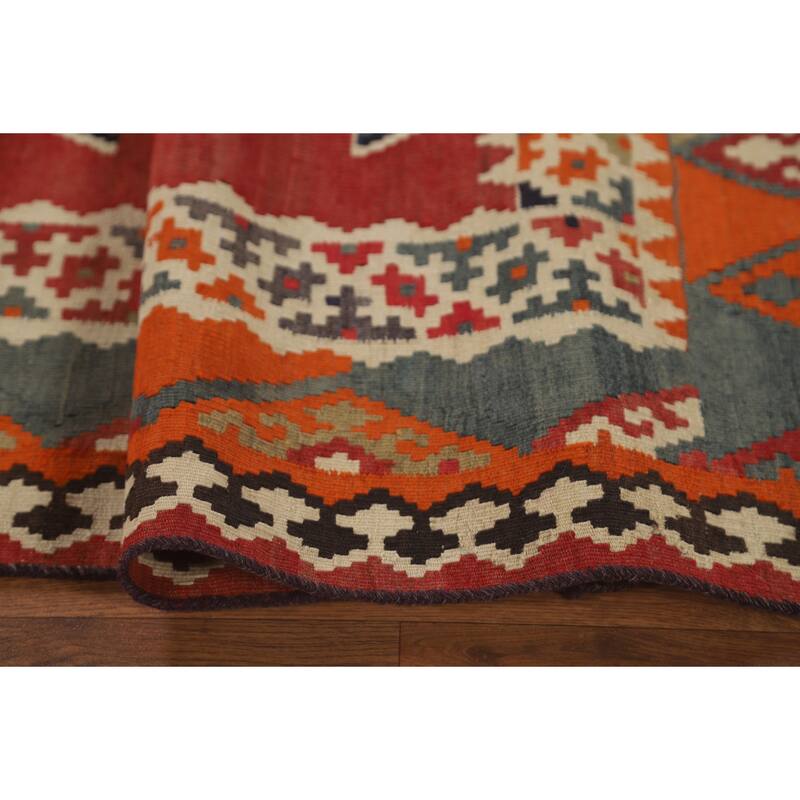 Kilim Qashqai Persian Area Rug Hand-Woven Tribal Wool Carpet - 5'3" x 7'11"
