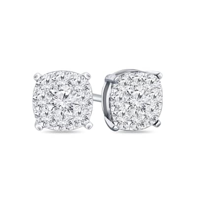Auriya 14k Gold 5/8ctw Cushion Pave Diamond Stud Earrings (H-I, I1-I2)