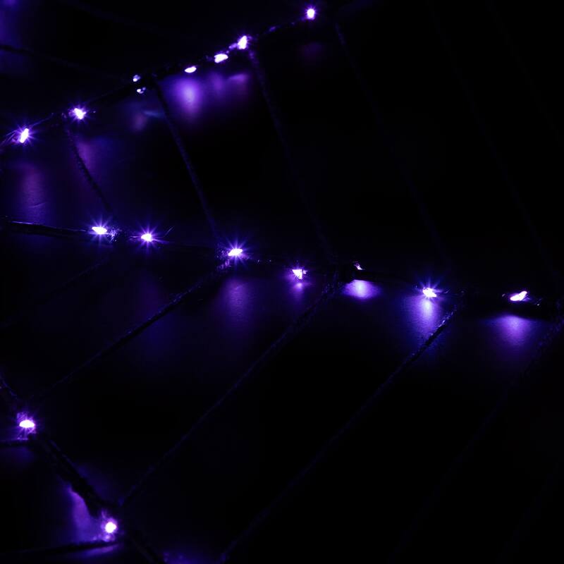 16" Lighted Black B/O Spider Web Halloween Decoration with Purple LED