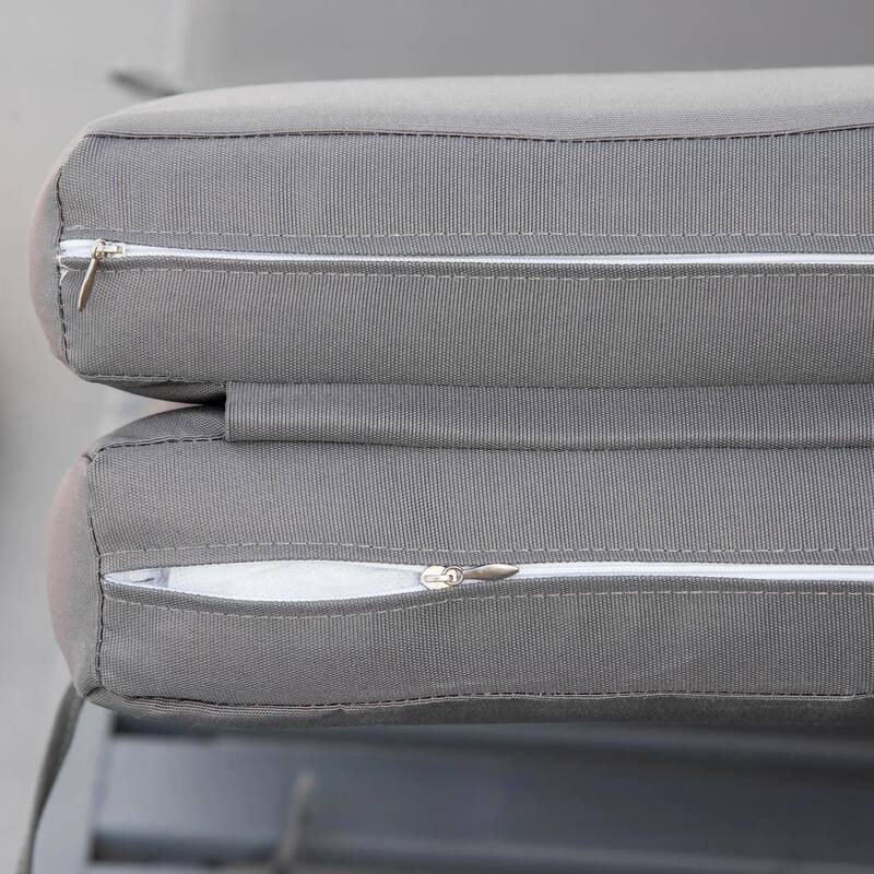 Wood Chaise Lounge, Outdoor Recliner, 4-Pos Adjustable with Cushioned