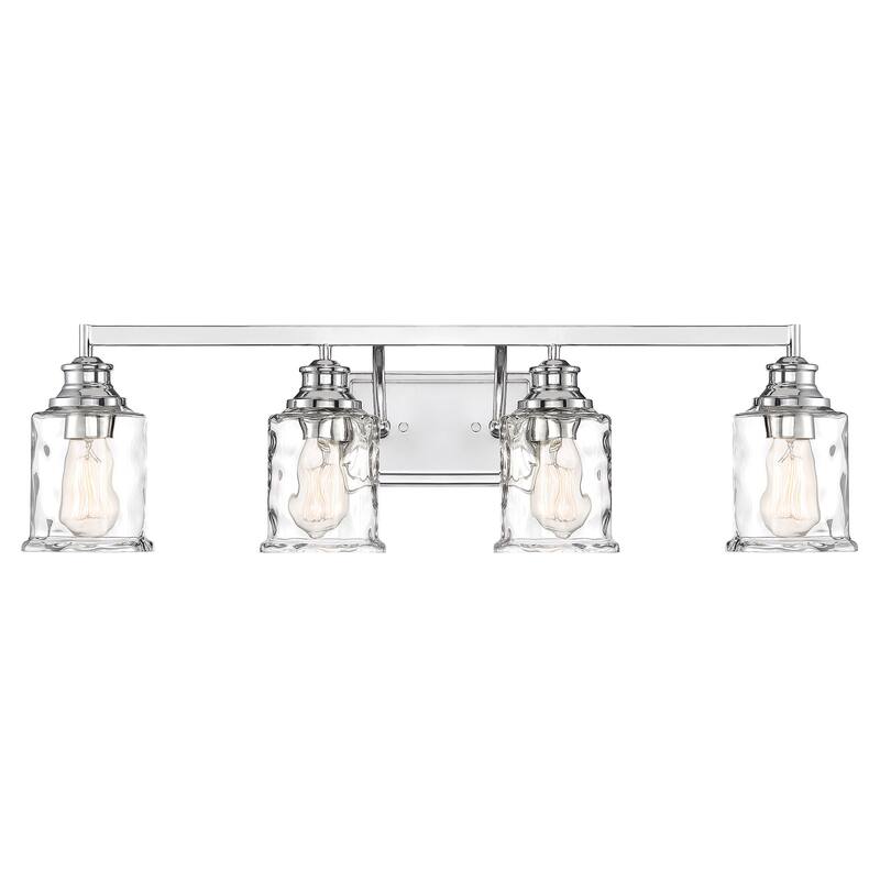 Drake 4 Light Polished Nickel Bath Bar with Water Glass Shades