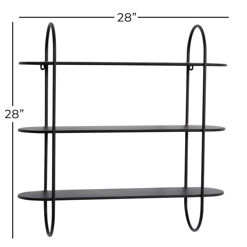 Black Metal Oval 3 Shelf Wall Shelf