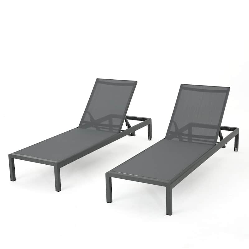Cape Coral Outdoor Aluminum Chaise Lounge (Set of 2) by Christopher Knight Home - 77.56" D x 25.20" W x 11.80" H