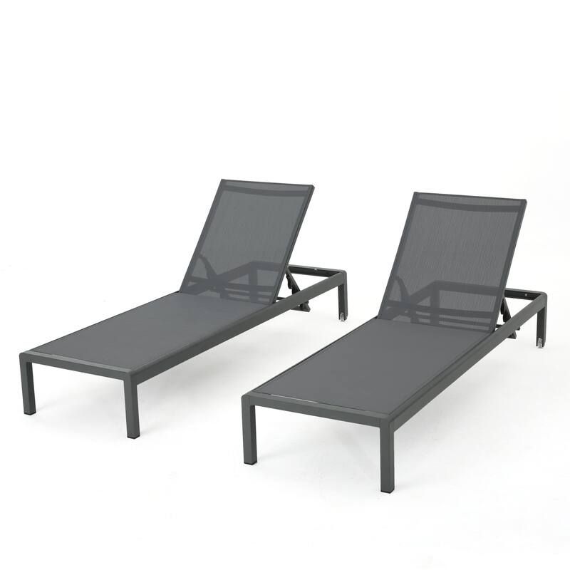 Cape Coral Outdoor Aluminum Chaise Lounge (Set of 2) by Christopher Knight Home - Grey