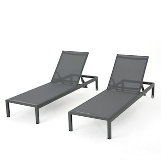 Cape Coral Outdoor Mesh-seat Aluminum Chaise Lounges (Set of 2) by Christopher Knight Home