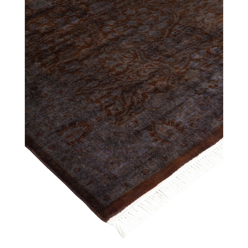 Overton Hand Knotted Wool Vintage Inspired Modern Contemporary Overdyed Black Area Rug - 3' 3" x 5' 4"