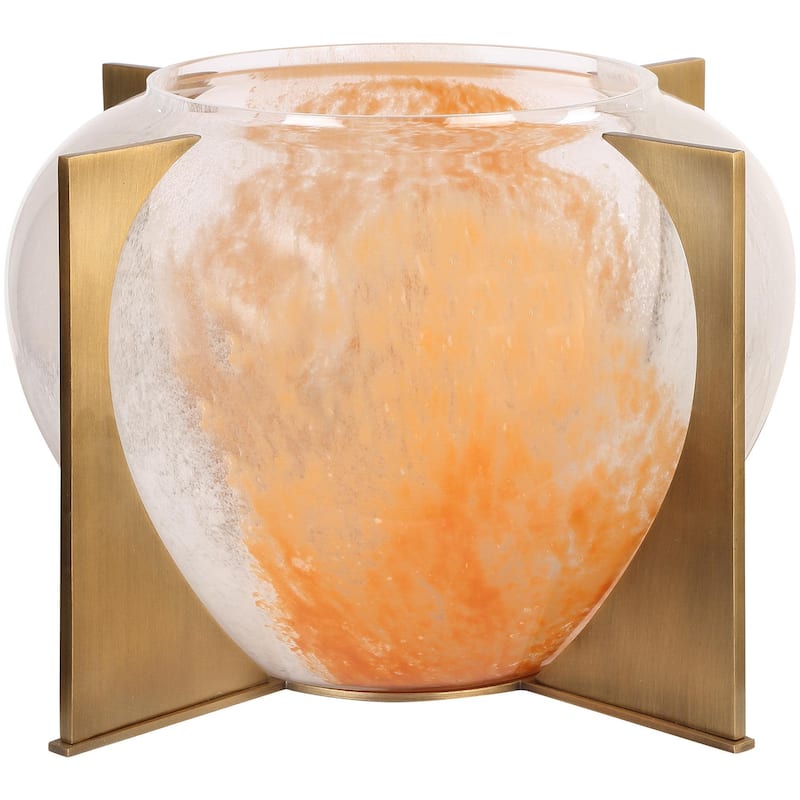 Uttermost 18183 Amber Swirl 7-3/4" Tall Glass and Iron Vase