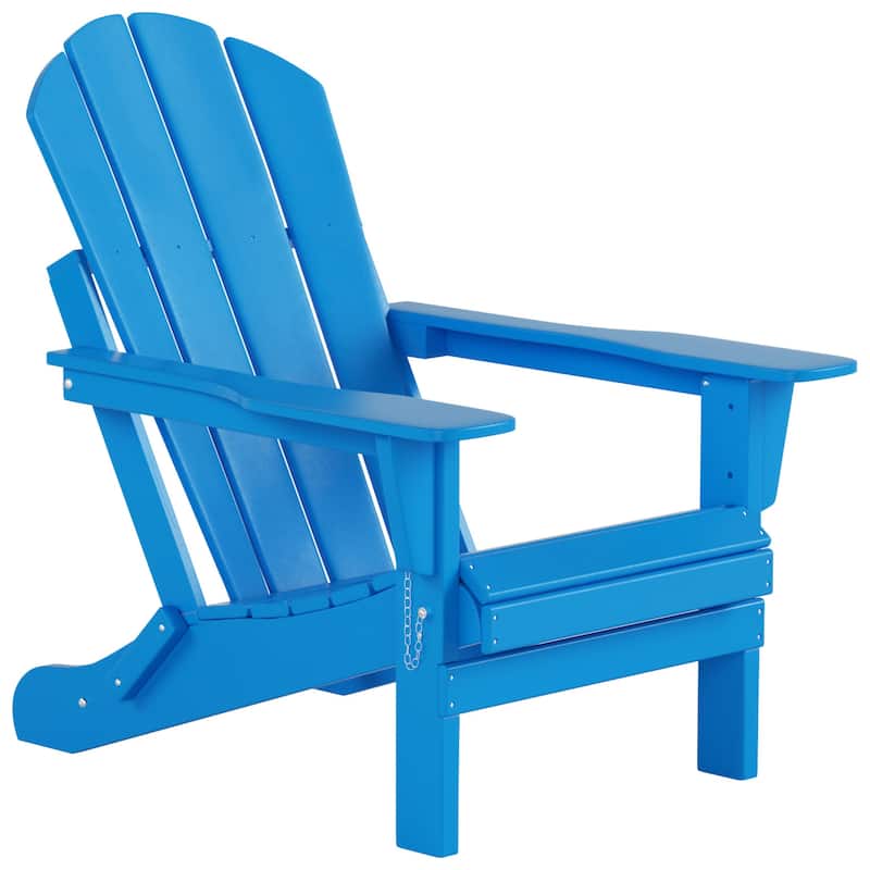 Polytrends Laguna Hdpe All Weather Outdoor Patio Foldable Adirondack Chairs With Side Table (3-Piece Set)