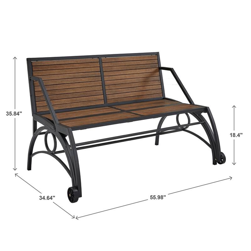 Saba Convertible Walnut Finish Black Metal Outdoor Table/Bench by iNSPIRE Q Oasis