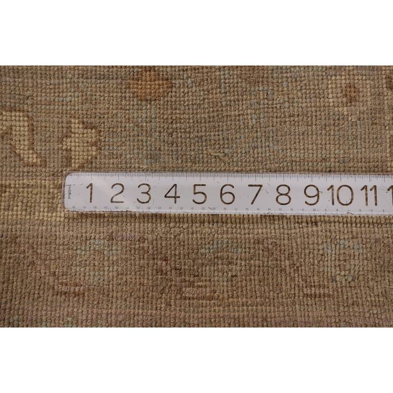 Light Blue Vegetable Dye Oushak Turkish Rug Hand-Knotted Wool Carpet - 9'1" x 11'11"