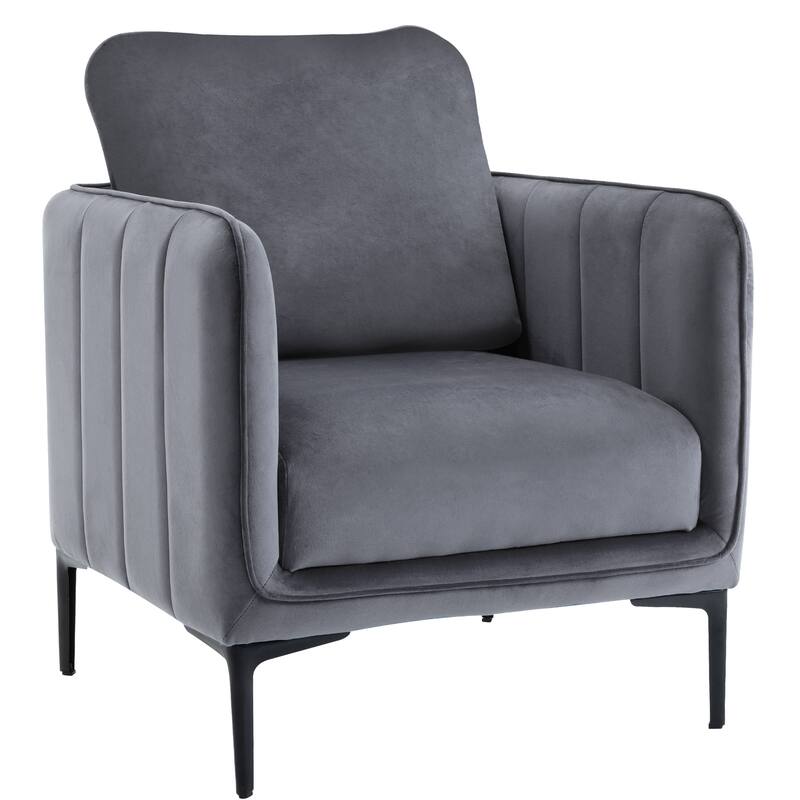 Nora Modern Velvet Accent Chair for Bedroom with Metal Legs