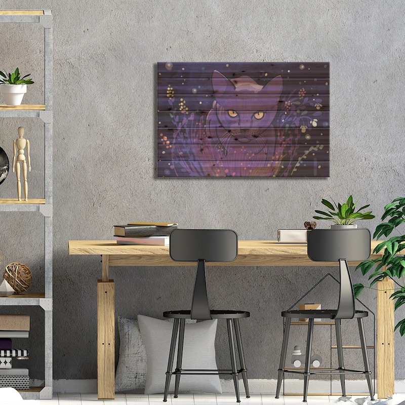 Midnight Prowl Print On Wood by Thomas Little - Multi-Color