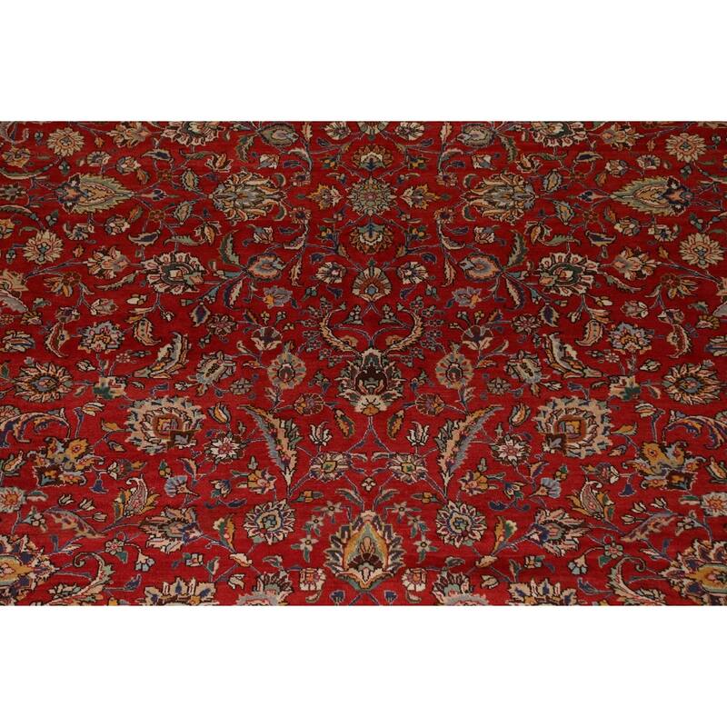 Hand Knotted Oriental 100% Wool Carpet Traditional All-Over Red Tabriz Area Rug - 16' 7'' X 10' 11''