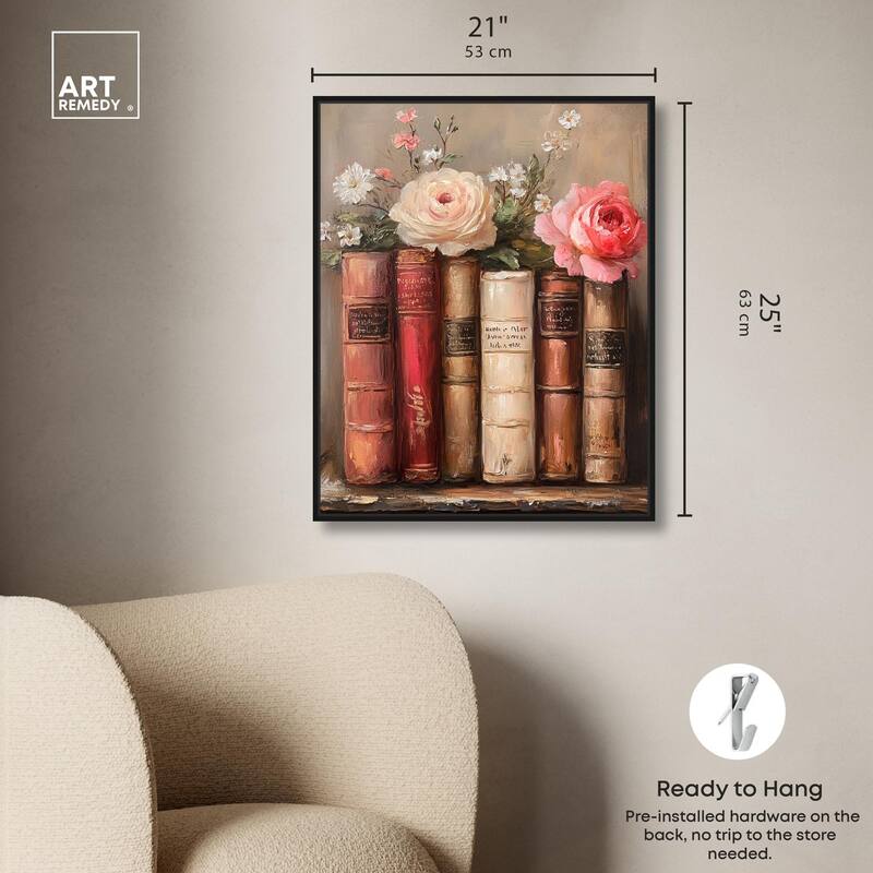 Bookshelf Bouquet III Canvas by Art Remedy