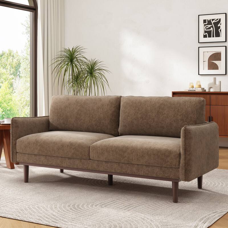 Roomfitters Modern Chenille Loveseat Sofa with Stitched Armrests, 2-Seater Couch