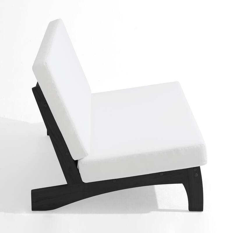 2-Piece Outdoor Teak Wood Loveseat Patio Set with Side Table