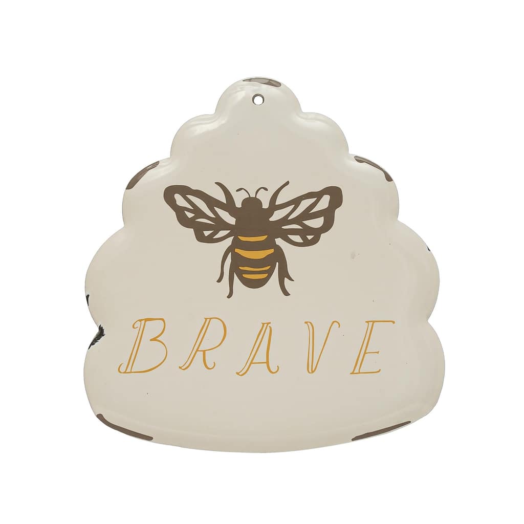 Enameled Metal Wall Décor with Bee "Brave"