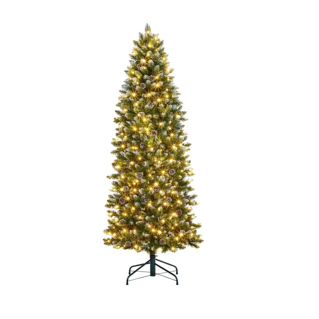 6ft Pre-lit Slim Artificial Christmas Tree with 400 Warm White Lights - N/A