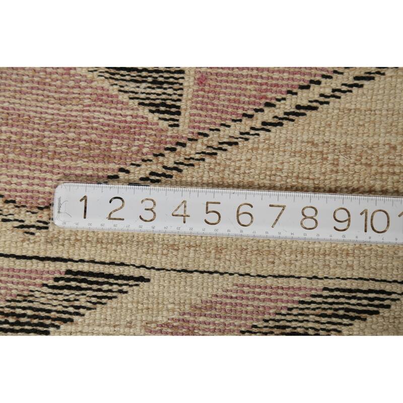 Geometric Anatolian Vintage Runner Rug Foyer Handmade Wool Carpet - 2'11"x 11'7"