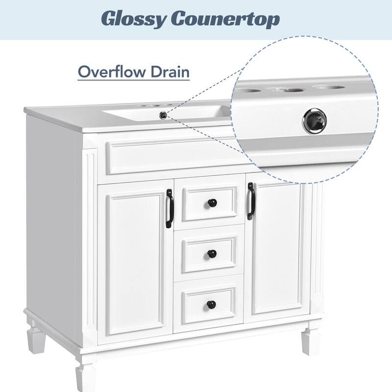 36" Bathroom Vanity with Top Sink, Modern Bathroom Storage Cabinet with 2 Soft Closing Doors and 2 Drawers