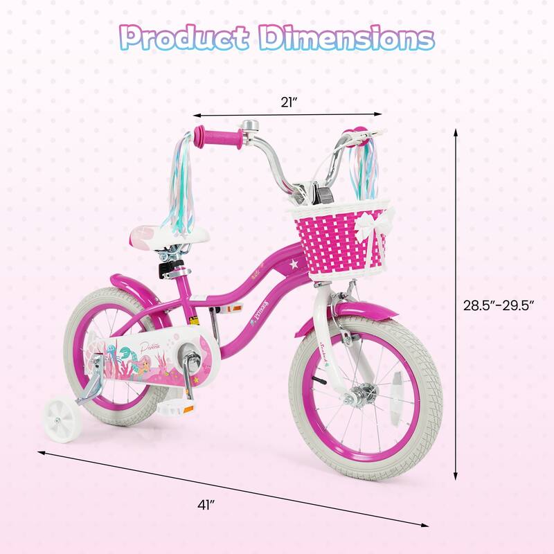 Gymax 14'' Kids Bike Toddler Bicycle w/ Training Wheels Hand & Coaster