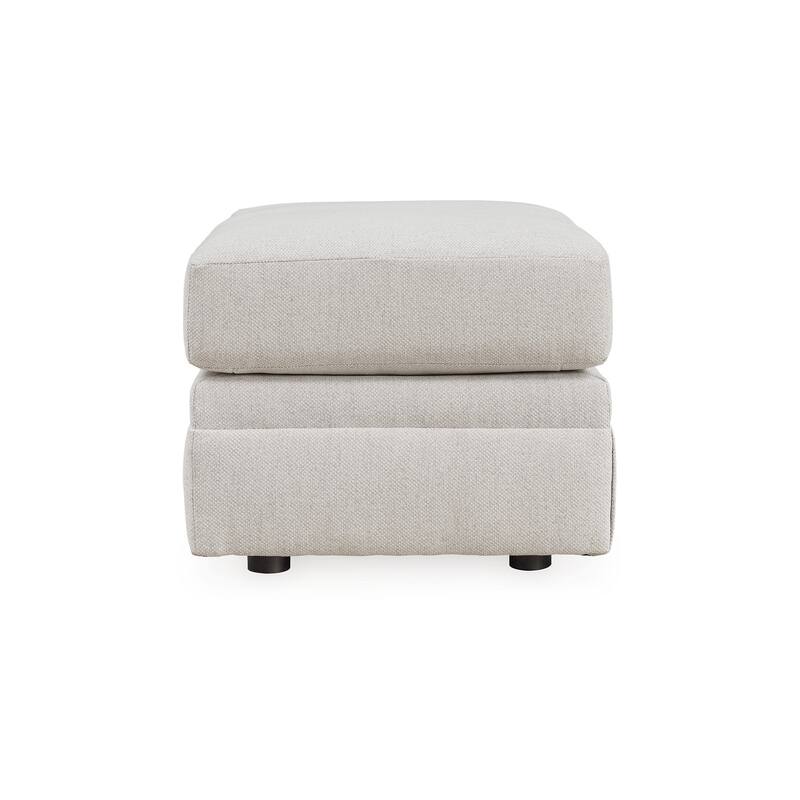 Maite Ottoman, Modern Chalk Gray Polyester, Soft Cushions, 34 Inch