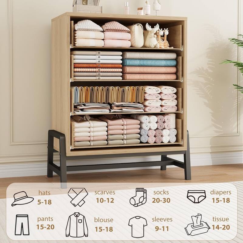 38.6" Tall 4 Drawer Dresser with Storage Freestanding