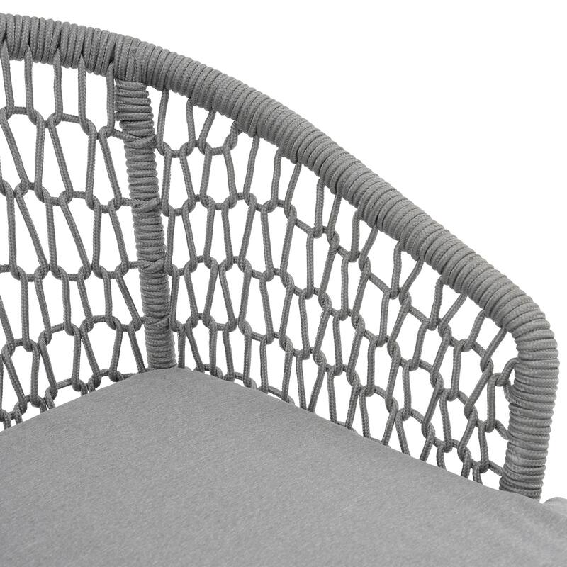Outdoor 7-Piece Woven Rope Dining Chair and Wood Table Set