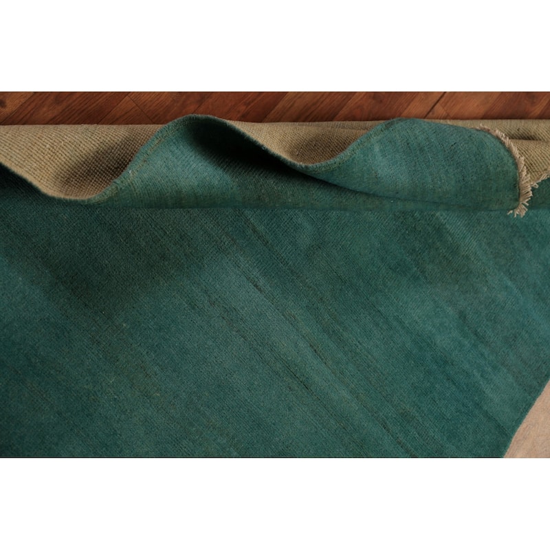 Hand Knotted Oriental 100% Wool Carpet Modern Stripe Green Gabbeh Area Rug - 4' 5'' X 3' 4''