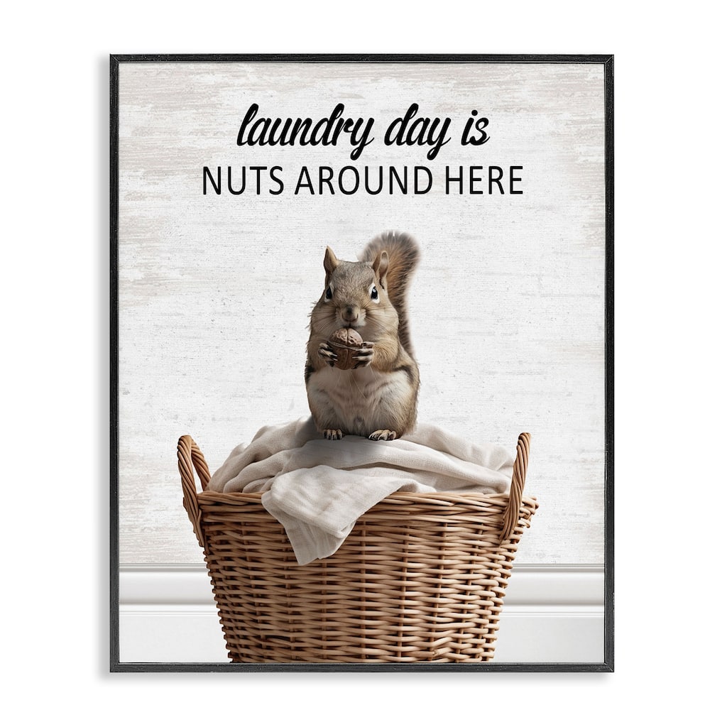 Stupell Funny Laundry Day Is Nuts Framed Giclee Art Design By Lettered and Lined