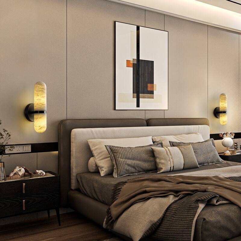 KAYLA 13 in. 2-Light Gold Wall Sconce with Natural Spanish Alabaster Shade