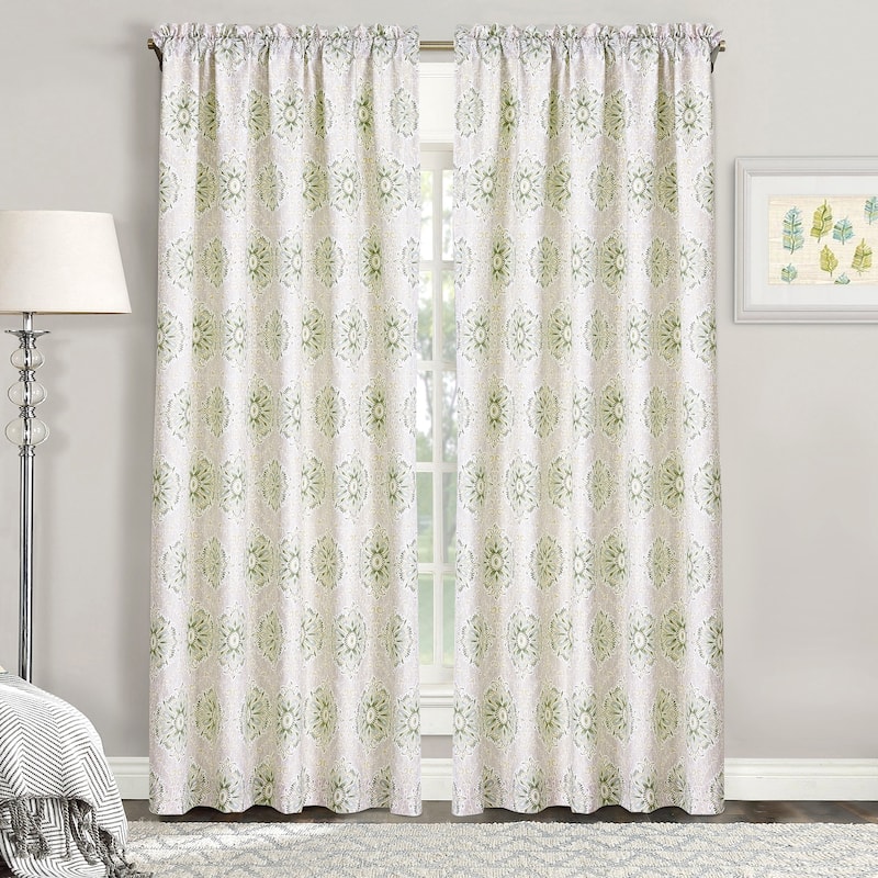 Serenta 2 Piece Printed Bloom Medallion Curtain Set, 60" x 84" - 60" x 84" - 60" x 84" - 84 Inches - Bloom Medallion