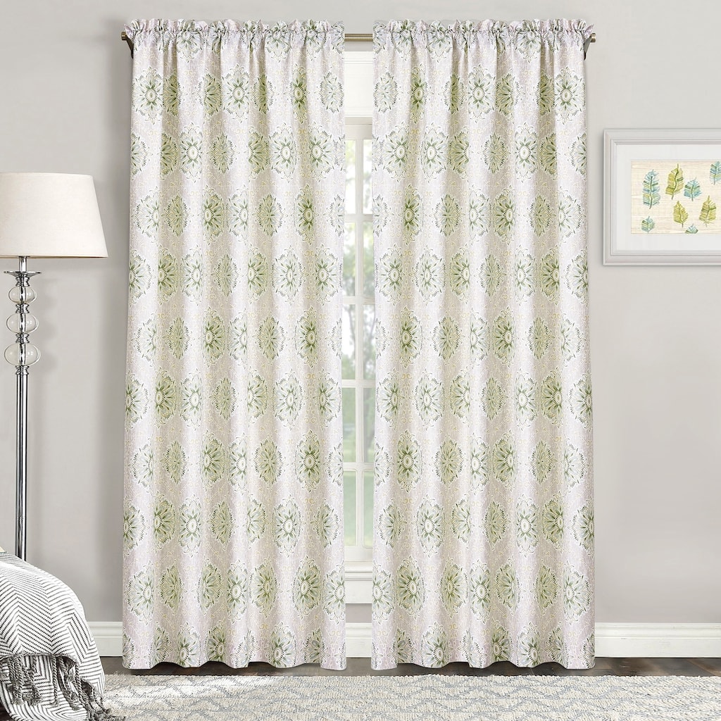 Serenta 2 Piece Printed Bloom Medallion Curtain Set, 60" x 84" - 60" x 84"