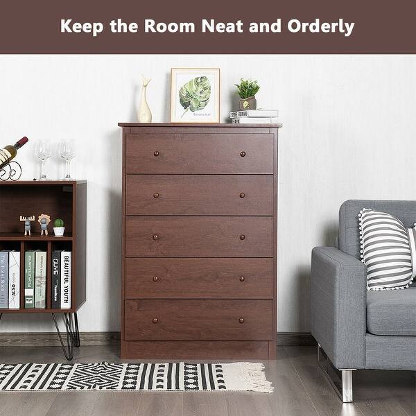 Shop 5 Drawer Chest Storage Dresser Wooden Clothes Organizer
