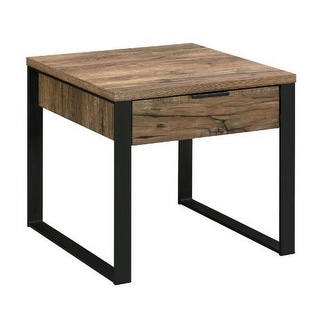 End Table with 1 Drawer and Grain Details, Brown and Black - Bed Bath ...