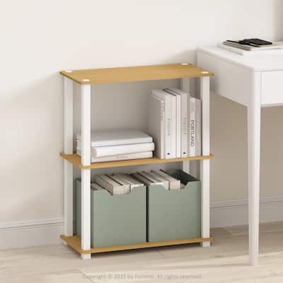 Furinno Turn-S-Tube 3-Tier Multipurpose Bookcase, Shelf Display Rack with Square Tube, Beech/White