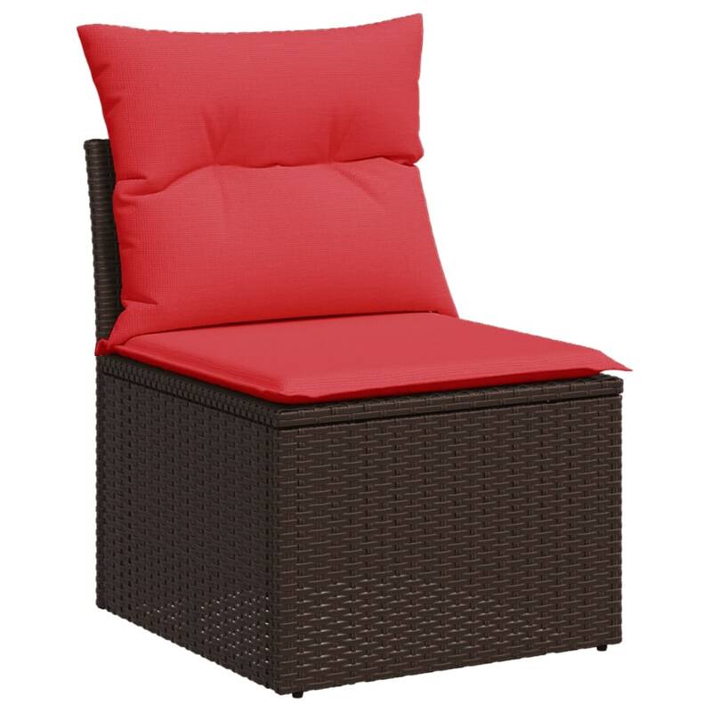 vidaXL Patio Sofa Set with Cushions Sectional Couches 8 Piece Poly Rattan - 24.4" x 24.4" x 27.2"