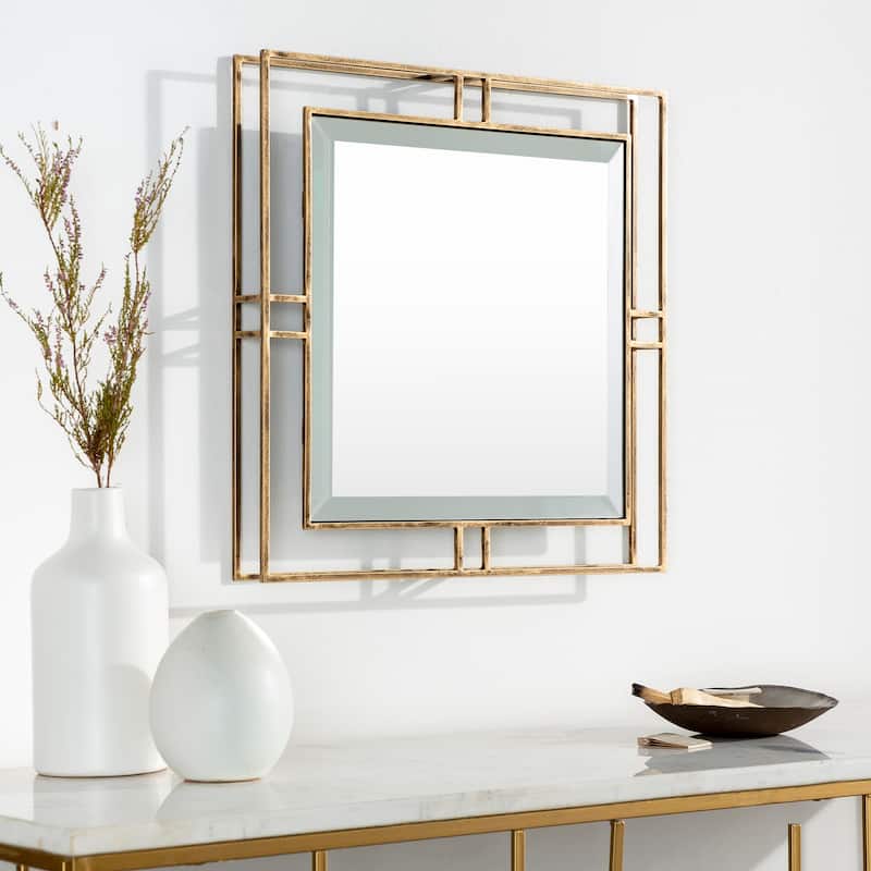 Estaa Traditional Square Gold Frame Mirror - 18"H x 18"W - 18"H x 18"W - Gold