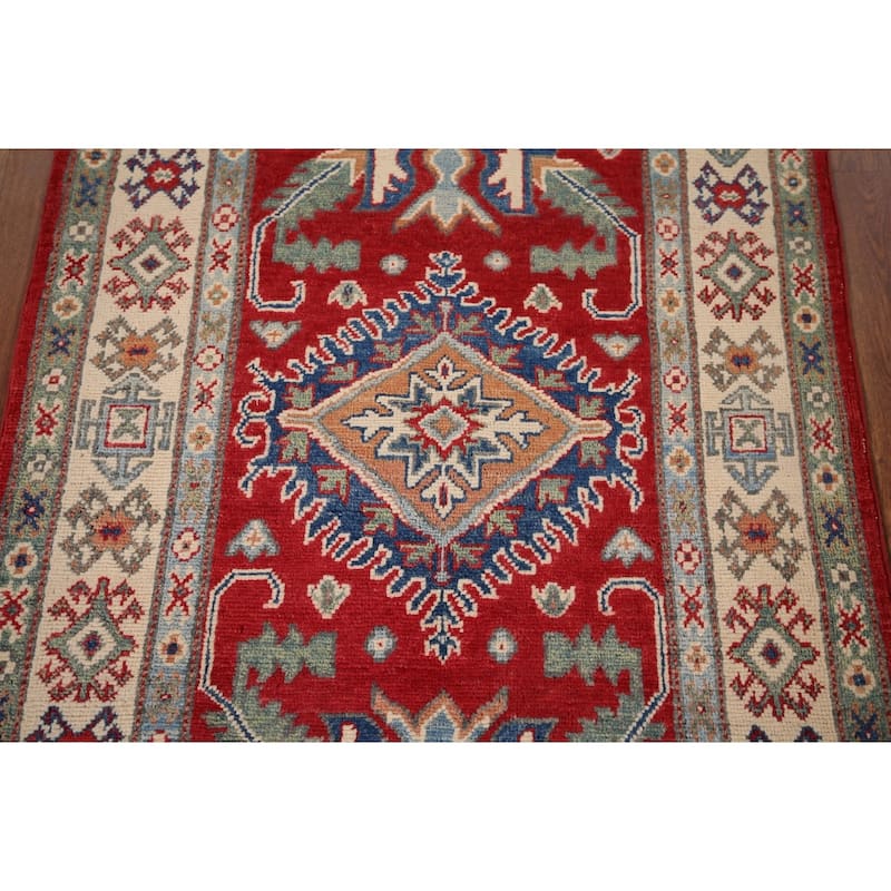 Oriental Red Kazak Accent Rug Hand-Knotted Wool Carpet - 3'0" x 5'1"