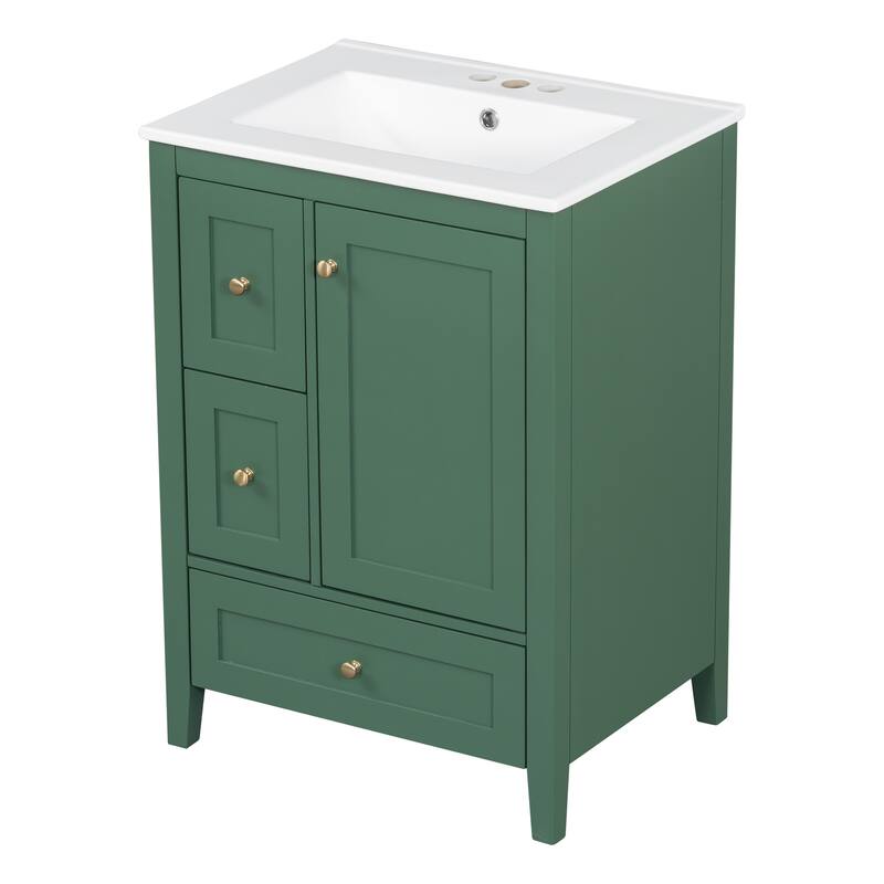 24-Inch Bathroom Vanity with Storage, Adjustable Shelf