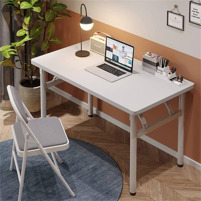 Modern Simple Style PC Table Folding Desk - 48"D x 26"W x 5"H - White