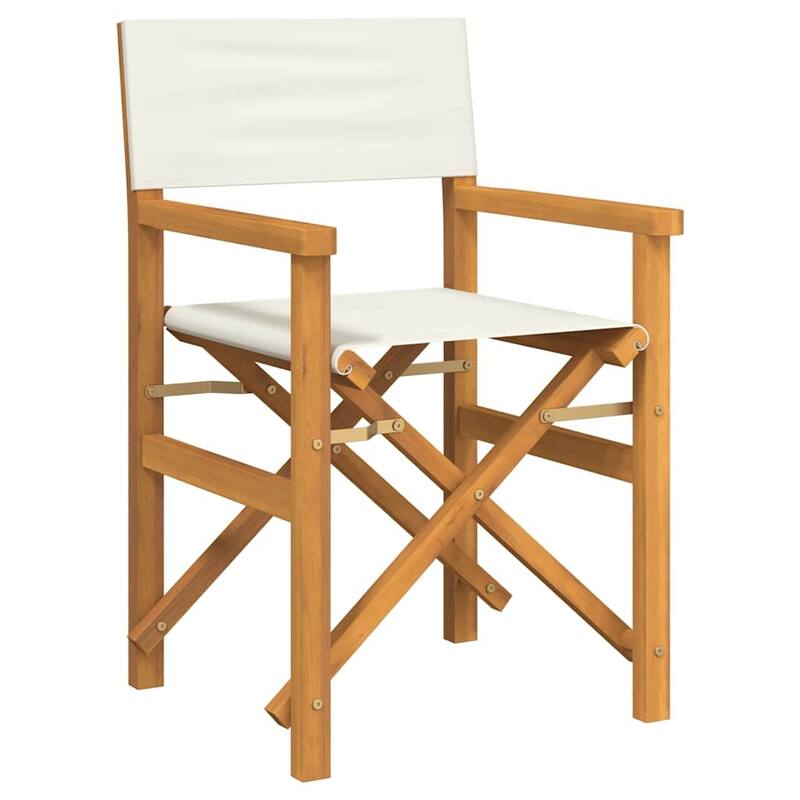 vidaXL Director's Chair Cream, Teak Solid Teak wood, Polyester Standard - 21.5 x 22.4 x 33.5 in