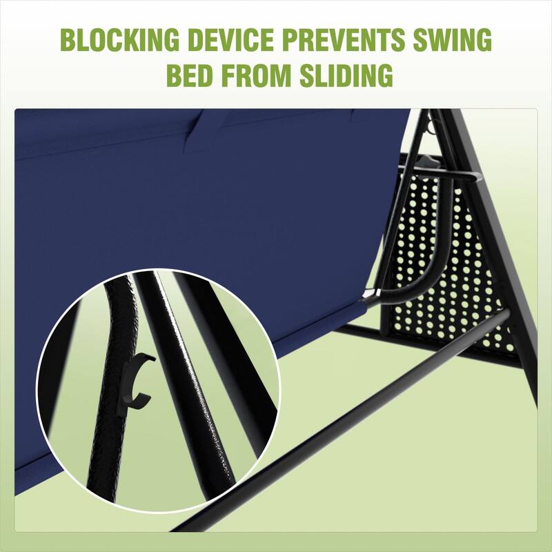 VEIKOUS 3-Seat 2-in-1 Convertible Patio Porch Swing with Adjustable Canopy Swing and Cushion