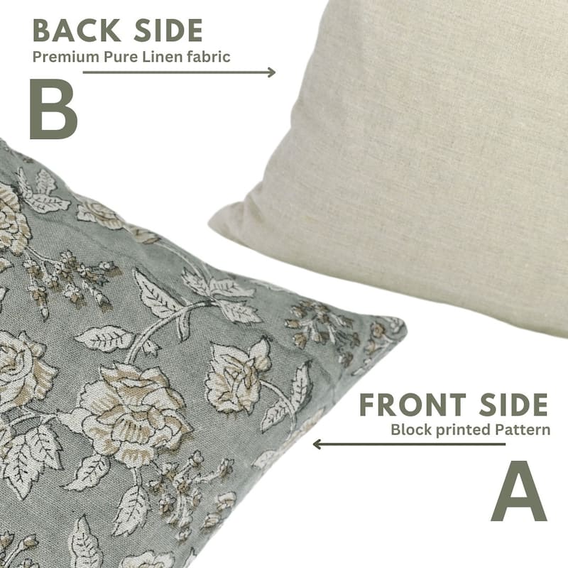 Linen Farmhouse Block print pillow Cover Rameshwaram