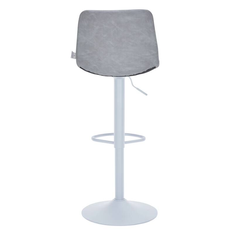Adjustable Height Bar Stool in Leather Upholstery With White Iron Base Tilbury Collection