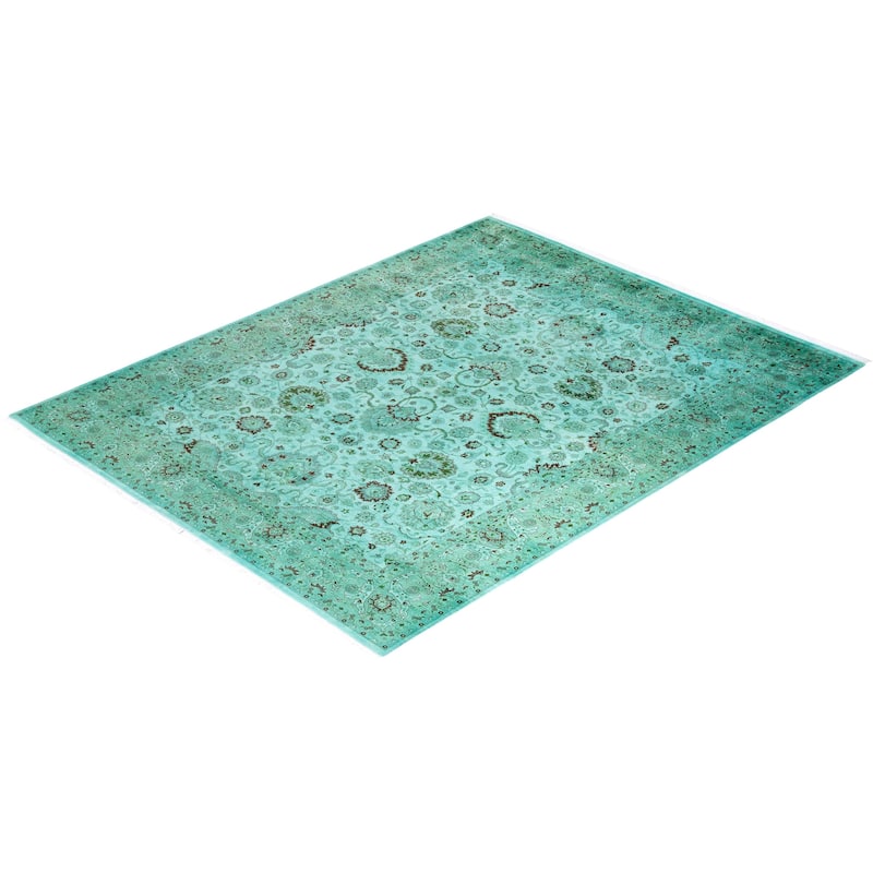 Overdyed, One-of-a-Kind Hand-Knotted Area Rug - Blue - 8' 1" x 10' 2"