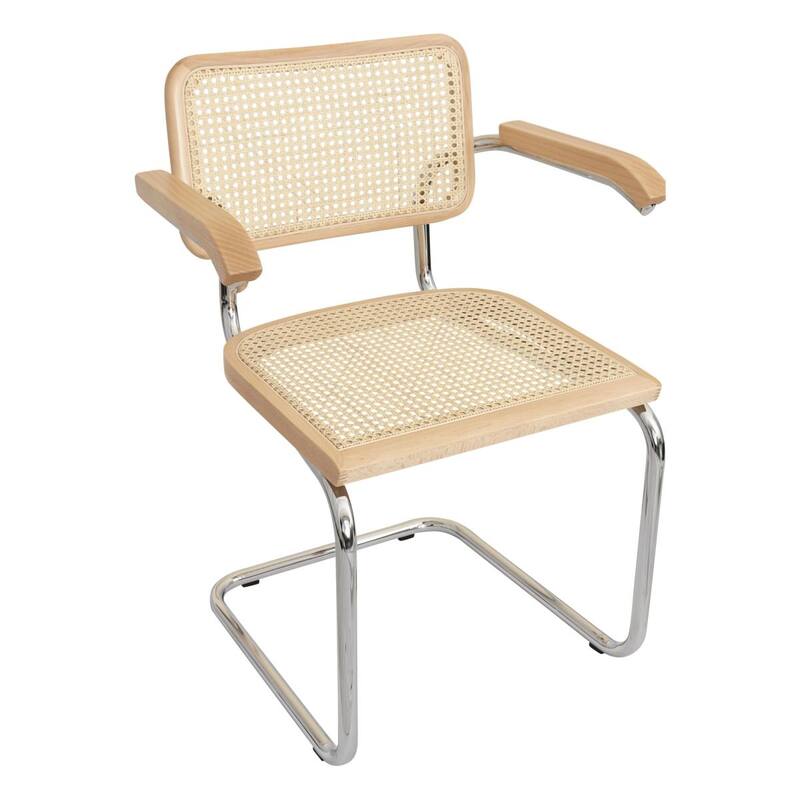 Breuer Chair Company Marcel Breuer Cesca Cane Cantilever Armchair Arm Chair w/ Chrome Steel Frame (Various Wood & Cane Colors)