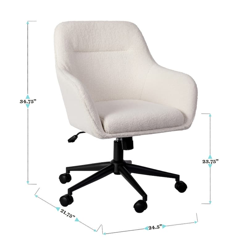 Martha Stewart Rayna Upholstered Swivel Office Chair with Metal Frame
